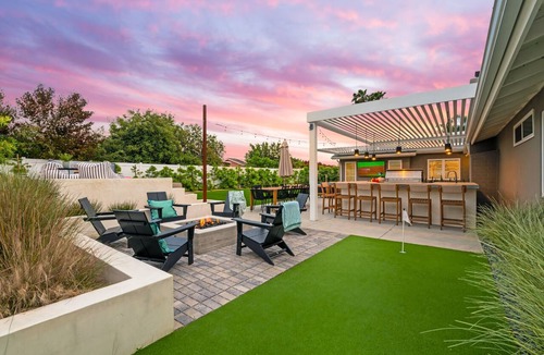 University City House | Luxury 5BR w/Resort Backyard, Huge Hot Tub, Fire Pit, Game Room, Putting Green