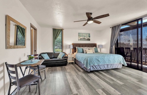Kailua-Kona Apartment | Peek-a-boo Oceanview Studio | AC & small beach