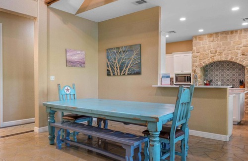 Seguin House | Riverfront home on Lake Seguin with dock, kayaks, beautiful views & air hockey