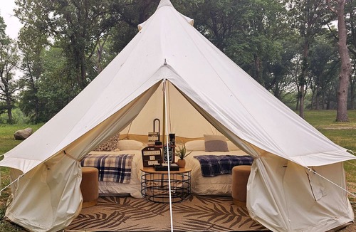 St Croix Falls RV Rental | Secluded Waterfront Bell Tent with Picnic Space in Saint Croix Falls, Wisconsin