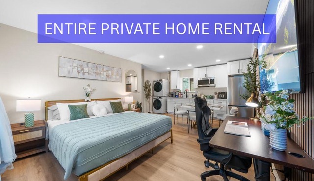 Entire Private Home with 2 King Beds, Gated Yard, 4 Parking, Ranch-Style, Available Now