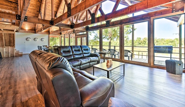 Houston Riverfront Cabin w/ Private Beach & Dock!