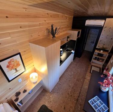 Maple: Modern Family Tiny Home Pod with Forest Views near Quakertown, Pennsylvania