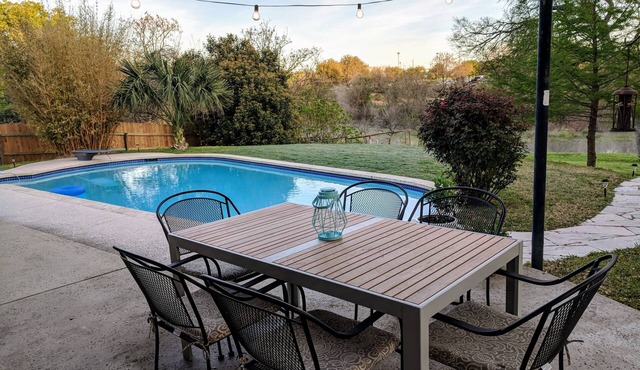 Relax Poolside at a Luxurious Creekside Home near Downtown Round Rock