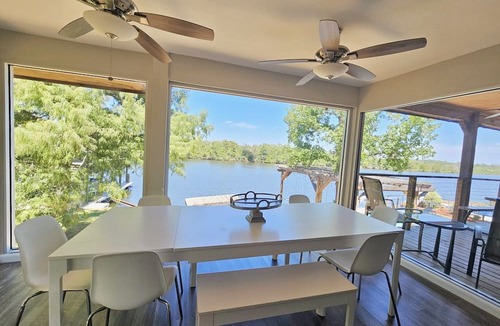 Barrett House | Houston Riverfront Getaway house with pool and hot tub